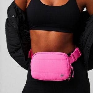 Fabletics The Puffy Belt Bag Fanny Pack in Vibrant Pink — Quilted Nylon